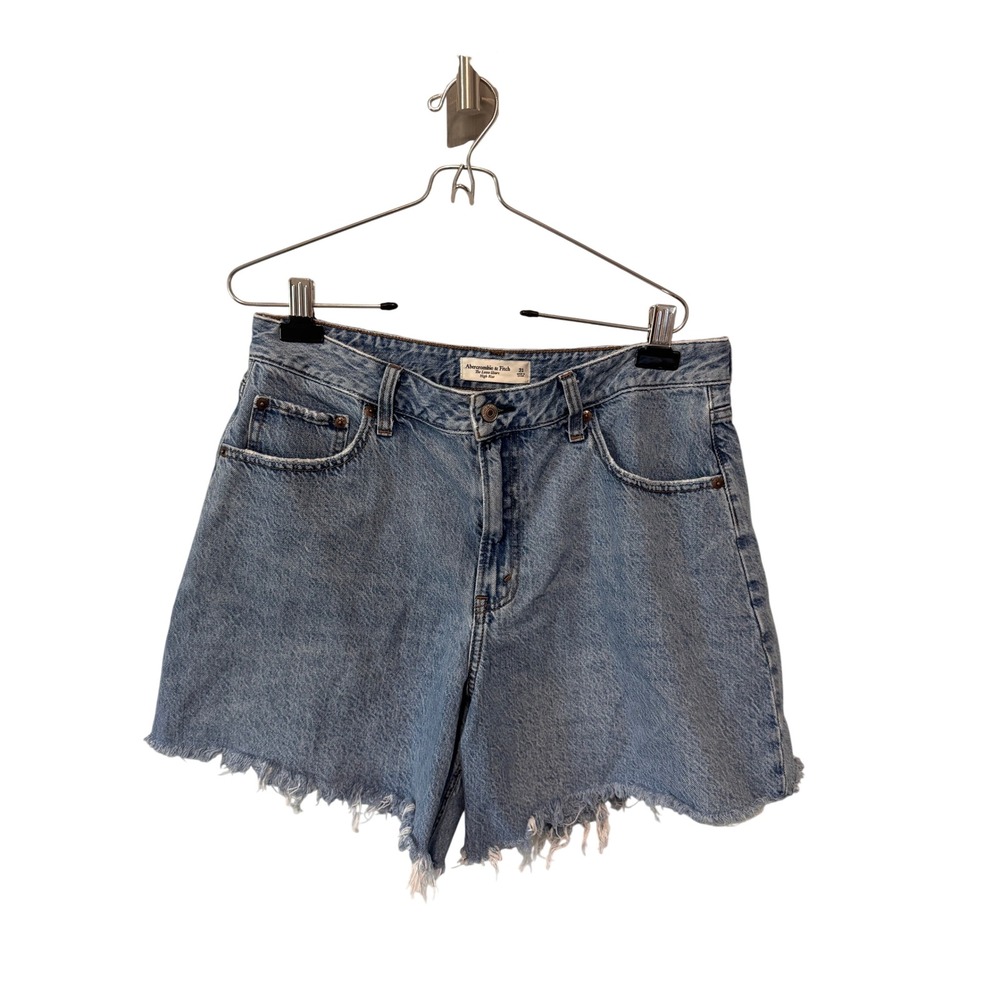 Abercrombie | Denim Shorts Womens 31 Blue EUC Curve Love Loose High Rise Frayed